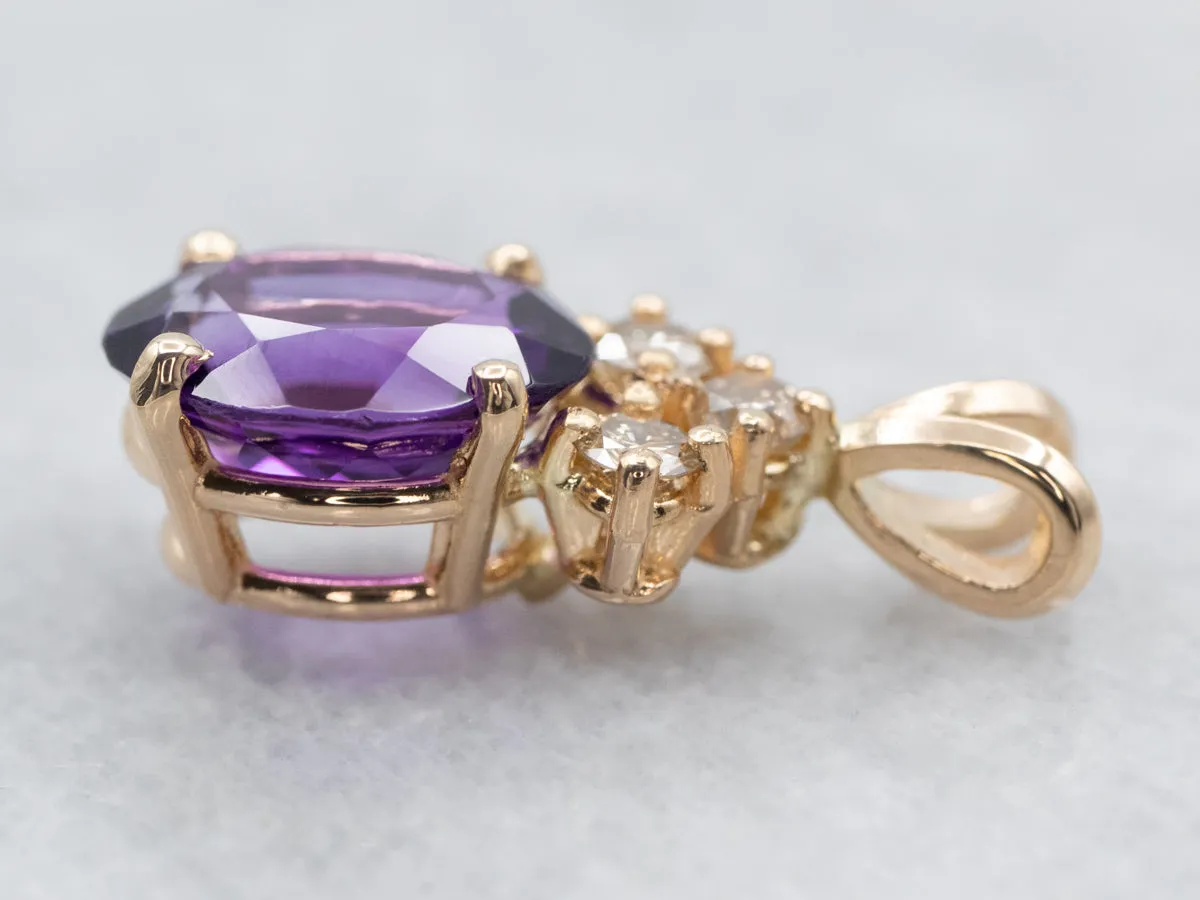 Amethyst and Diamond Gold Pendant