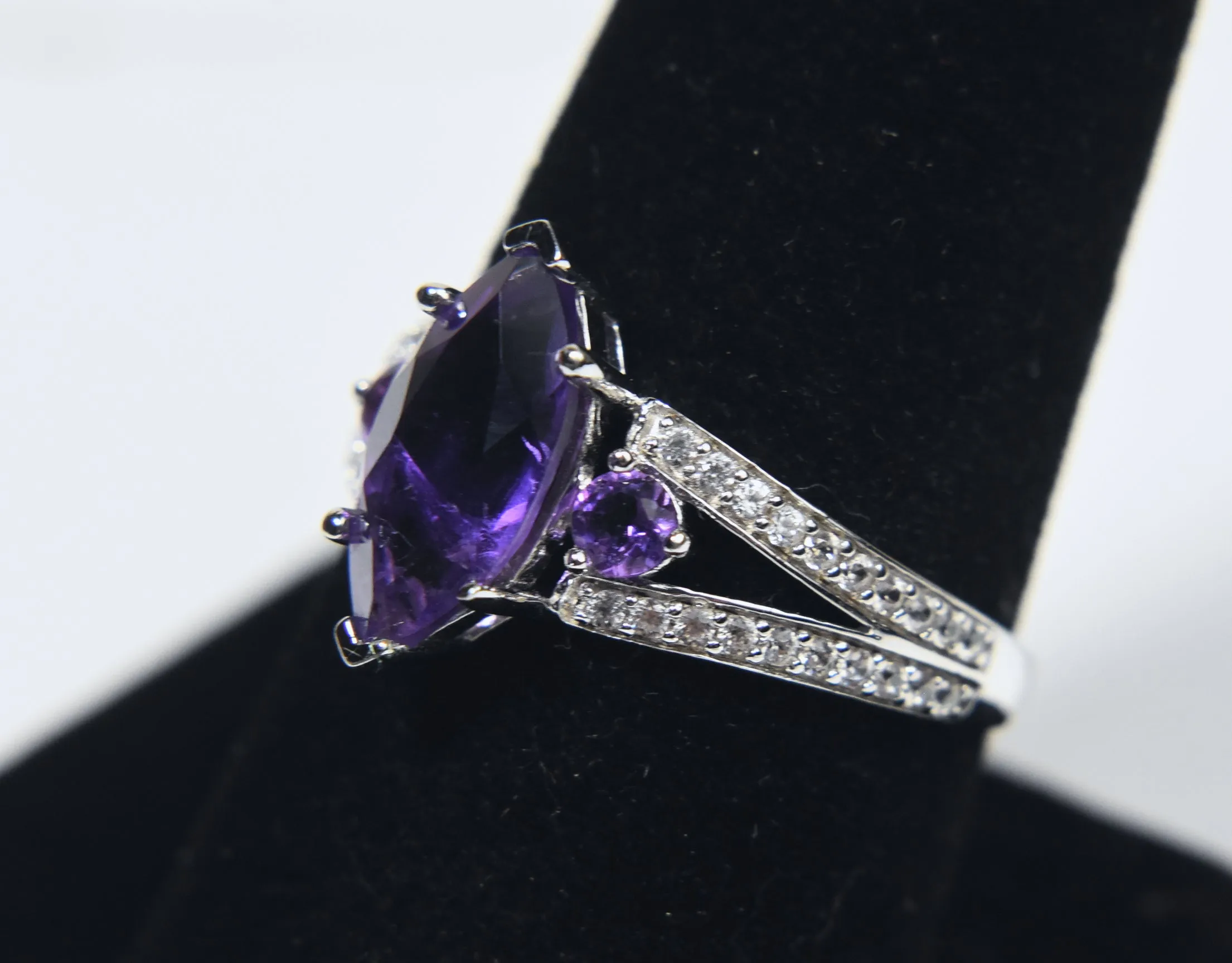 Amethyst Sterling Silver Ring - Size 8.25