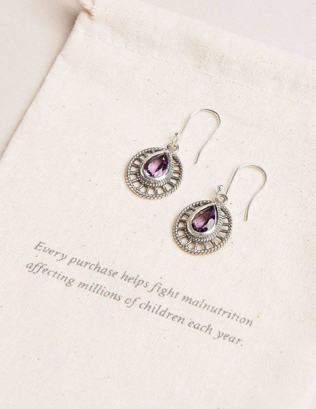 Amethyst Teardrop Filigree Earrings