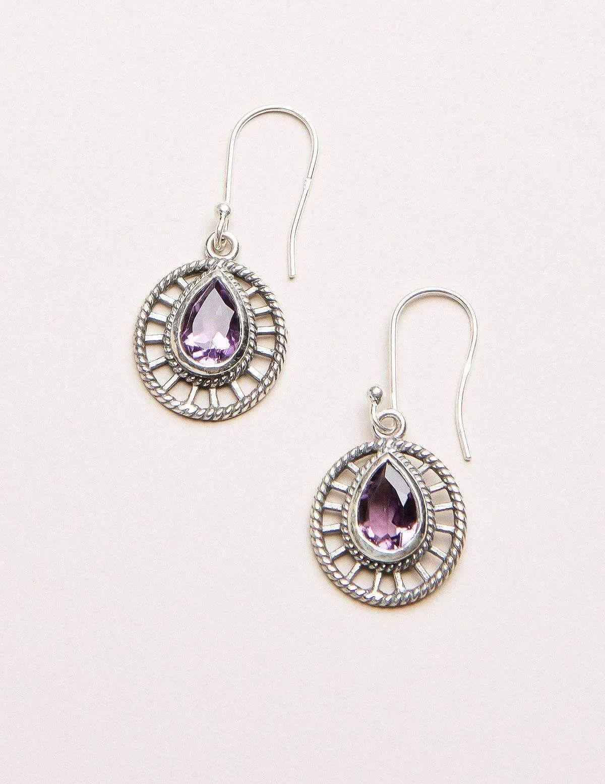 Amethyst Teardrop Filigree Earrings