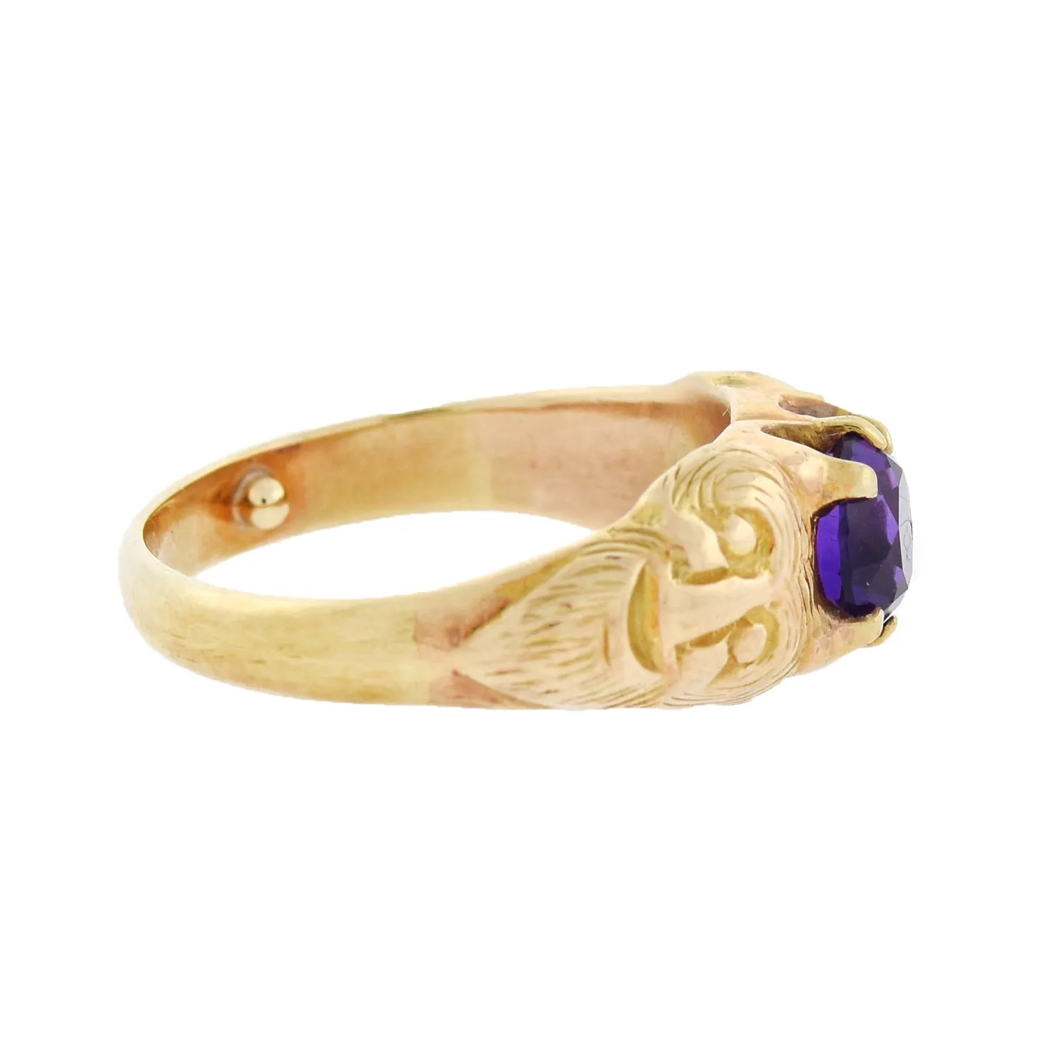 Art Nouveau 14kt Amethyst Smiling Devil Figural Ring