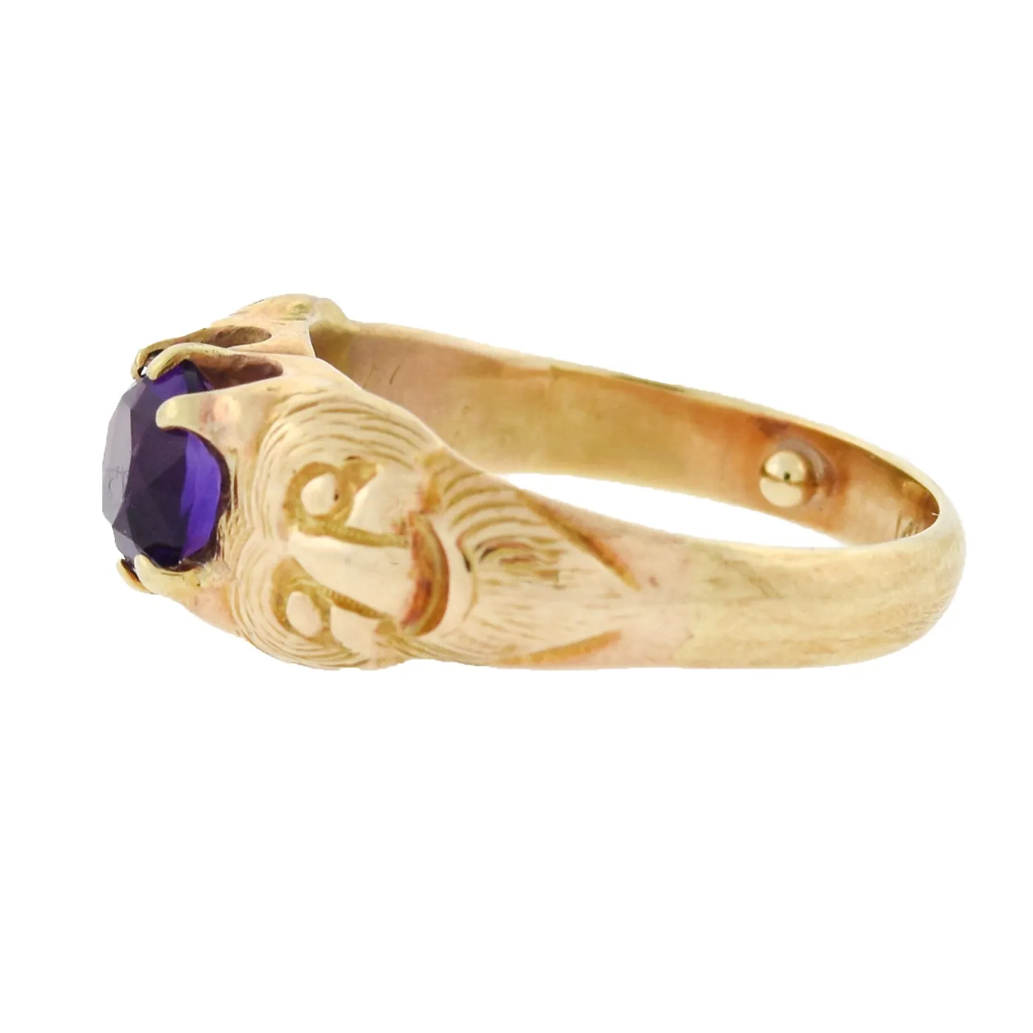 Art Nouveau 14kt Amethyst Smiling Devil Figural Ring