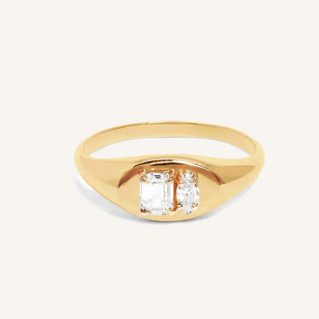 Baguette Signet Ring in 14K Gold over Sterling Silver