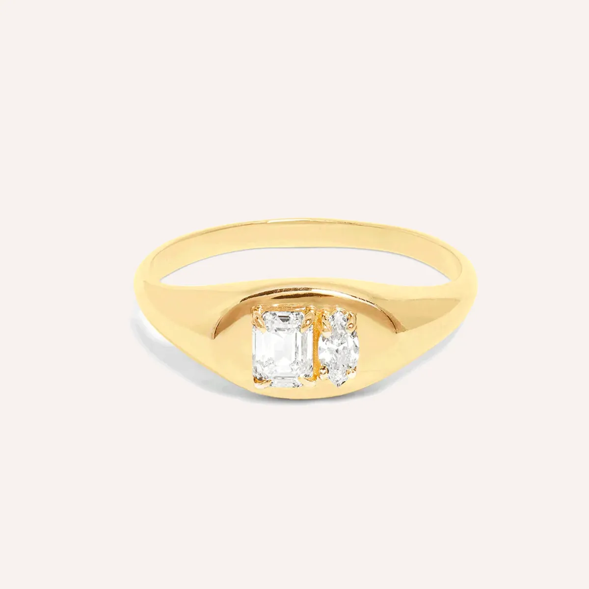 Baguette Signet Ring in 14K Gold over Sterling Silver