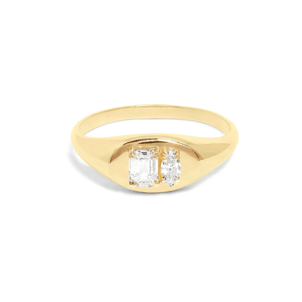 Baguette Signet Ring in 14K Gold over Sterling Silver