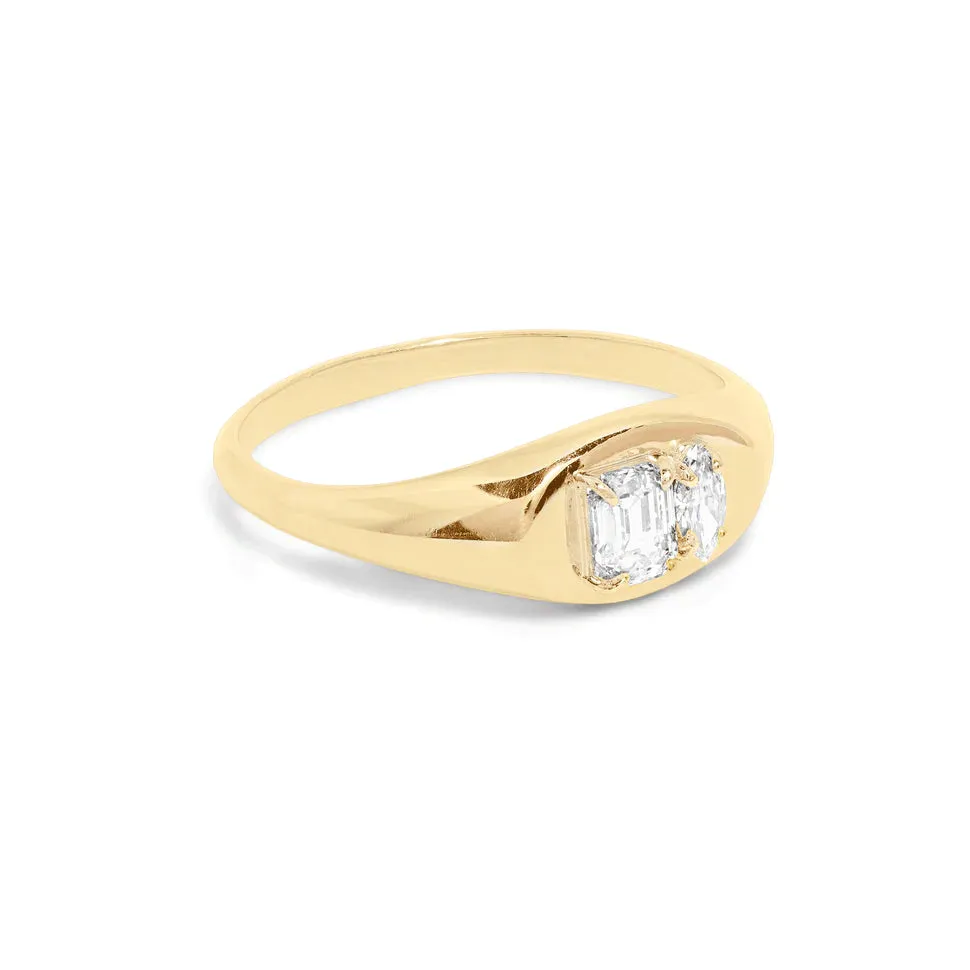 Baguette Signet Ring in 14K Gold over Sterling Silver