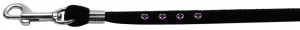 Black Velvet Leash Silver Hardware Amethyst Stones