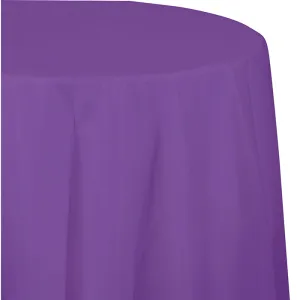 Bulk Amethyst Purple Round 82 inch Plastic Table Covers (12 per Case)