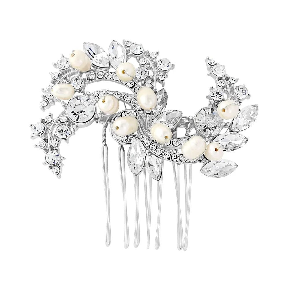 Cally Crystal and Pearl Hair Comb