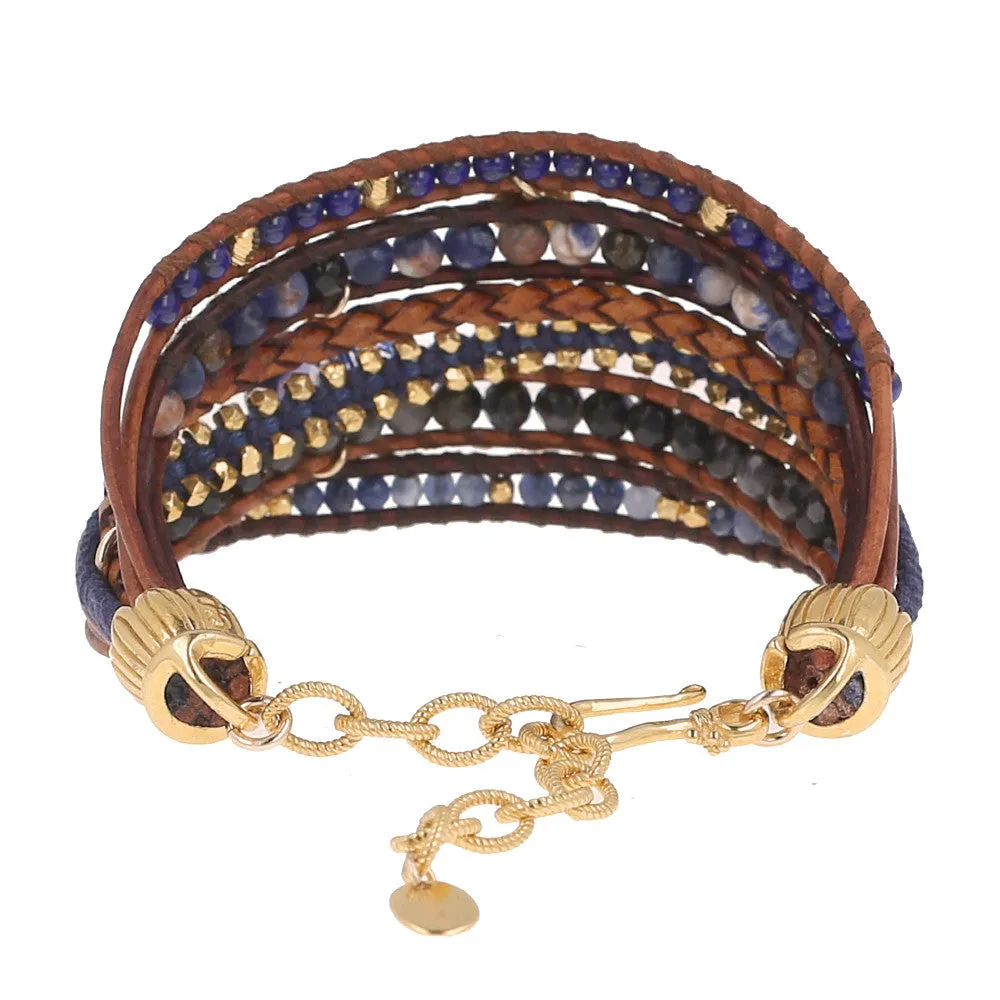 Chan Luu Navy Mix Leather Strand Bracelet