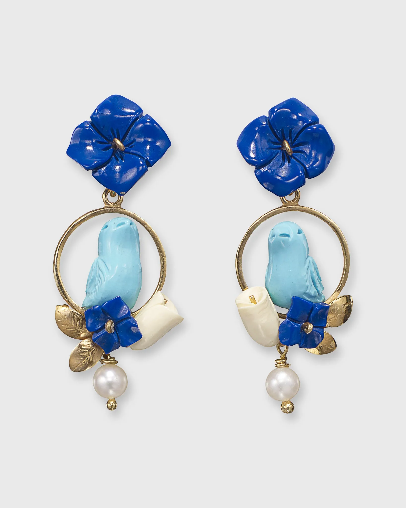 Chick Earrings in Gold/Lapis/Turquoise