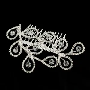 Clear Rhinestone Plume Oriental Bridal Decorative Comb