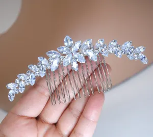 Cubic Zirconia, Diamond half Moon Vine Leaves Bridal Hair Comb, Bridal Hair Accessories, Wedding Hair Accessory, Bridal Hair Comb.