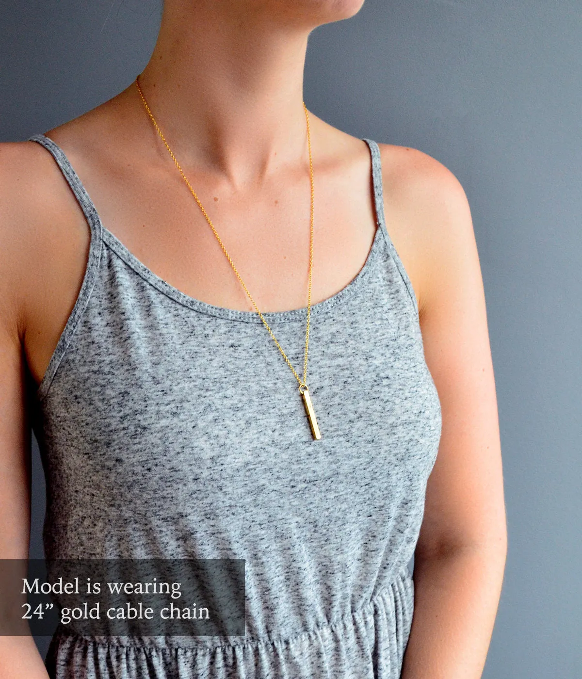 Dainty Engraved 3D Bar Necklace