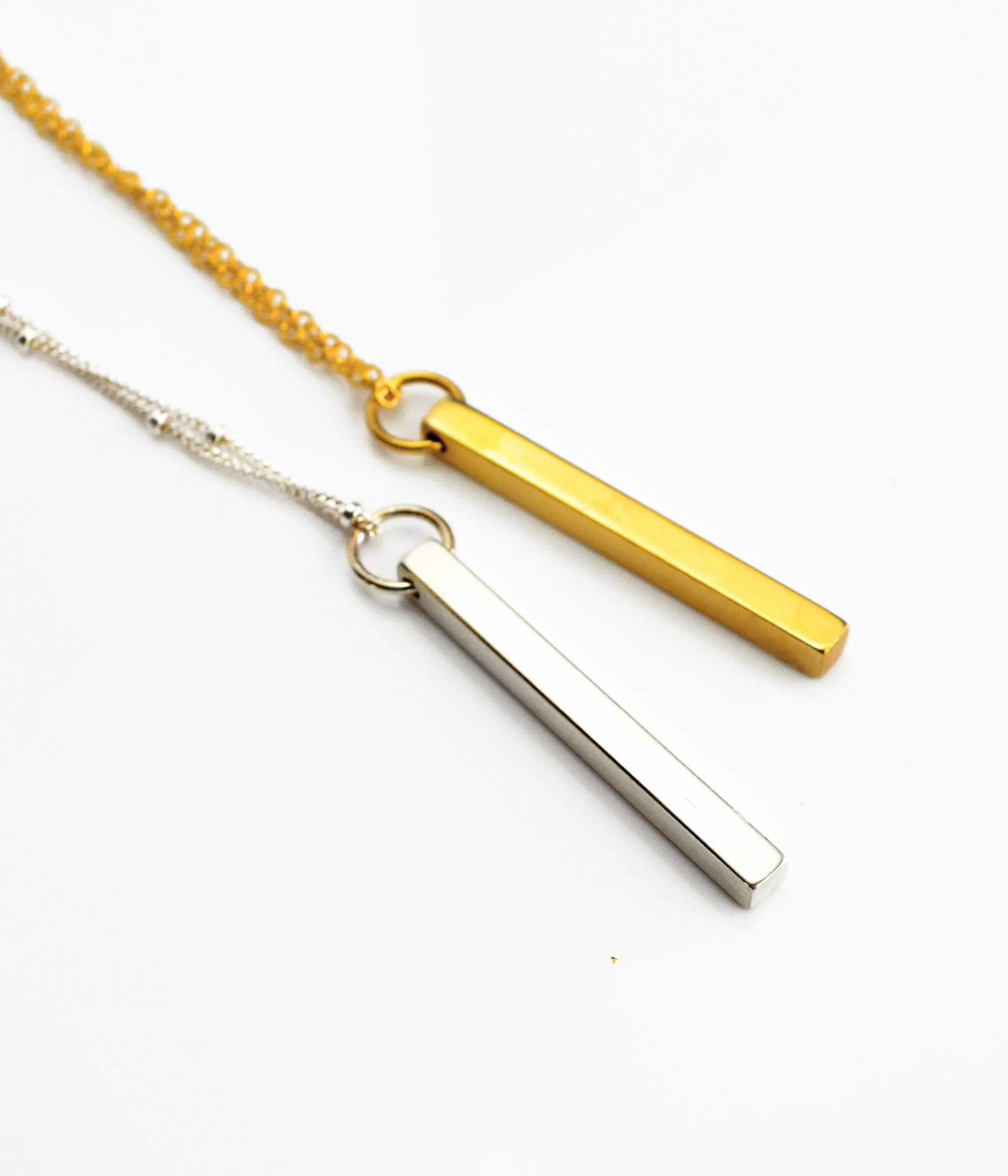 Dainty Engraved 3D Bar Necklace