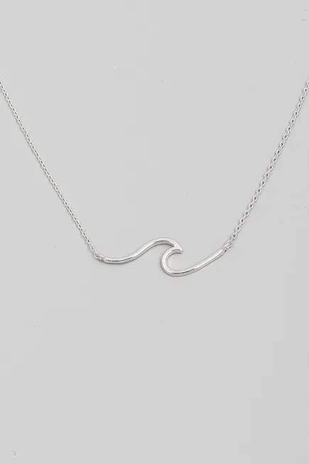 Dainty Silver Wave Necklace