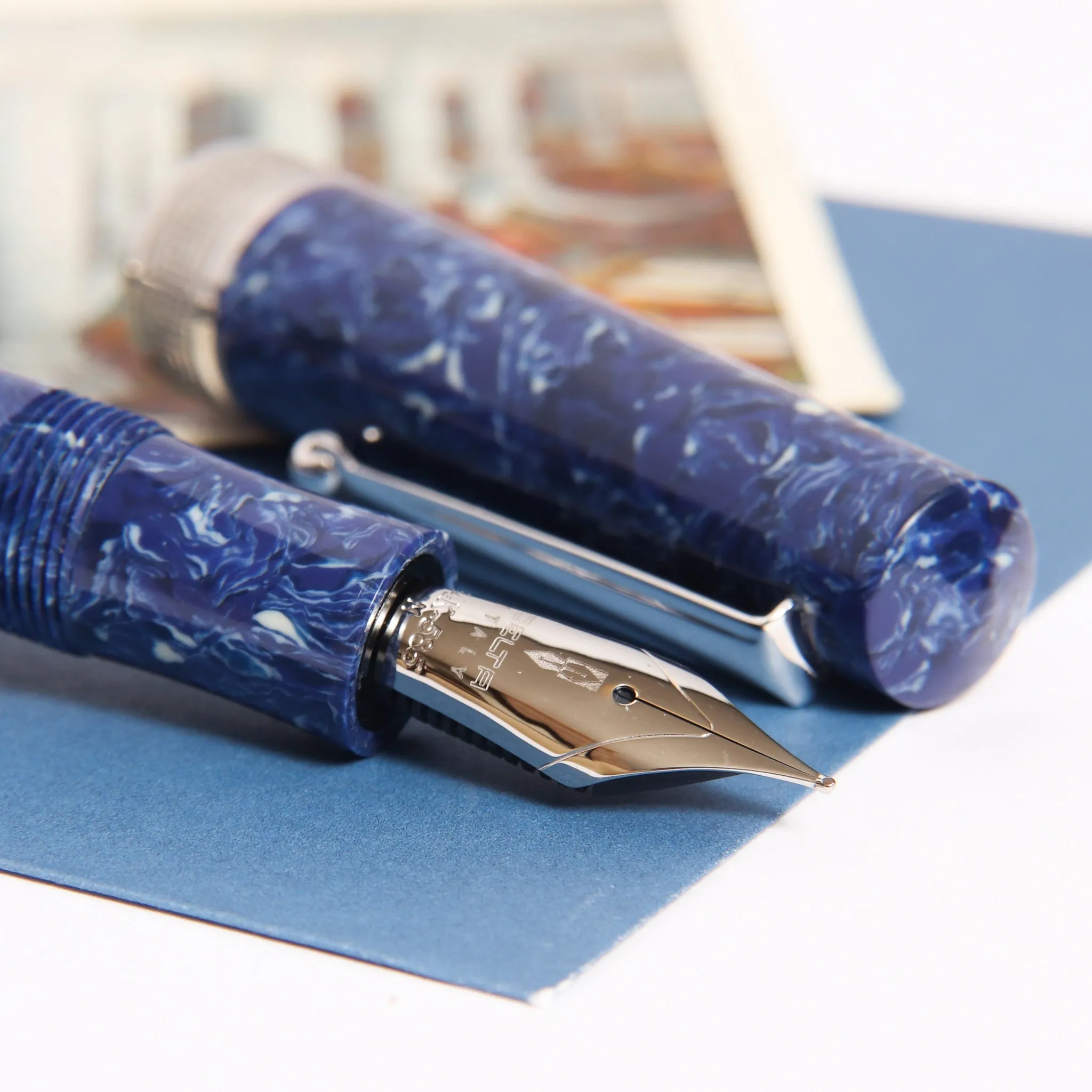 Delta Lapis Blue Celluloid Fountain Pen