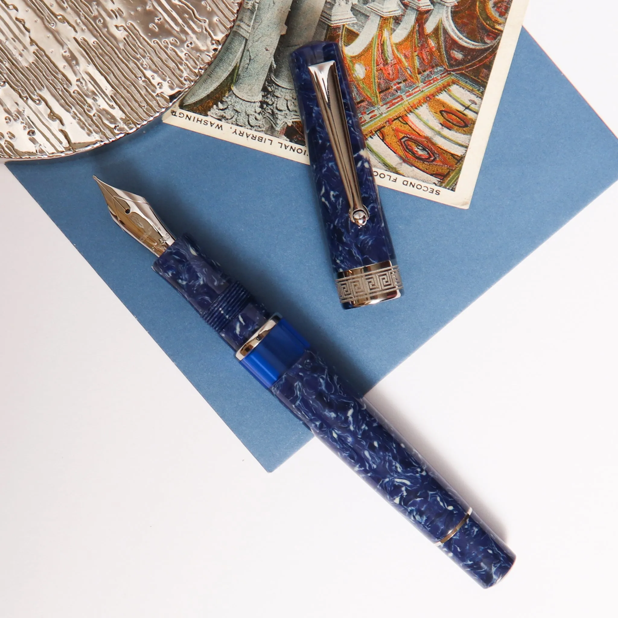 Delta Lapis Blue Celluloid Fountain Pen