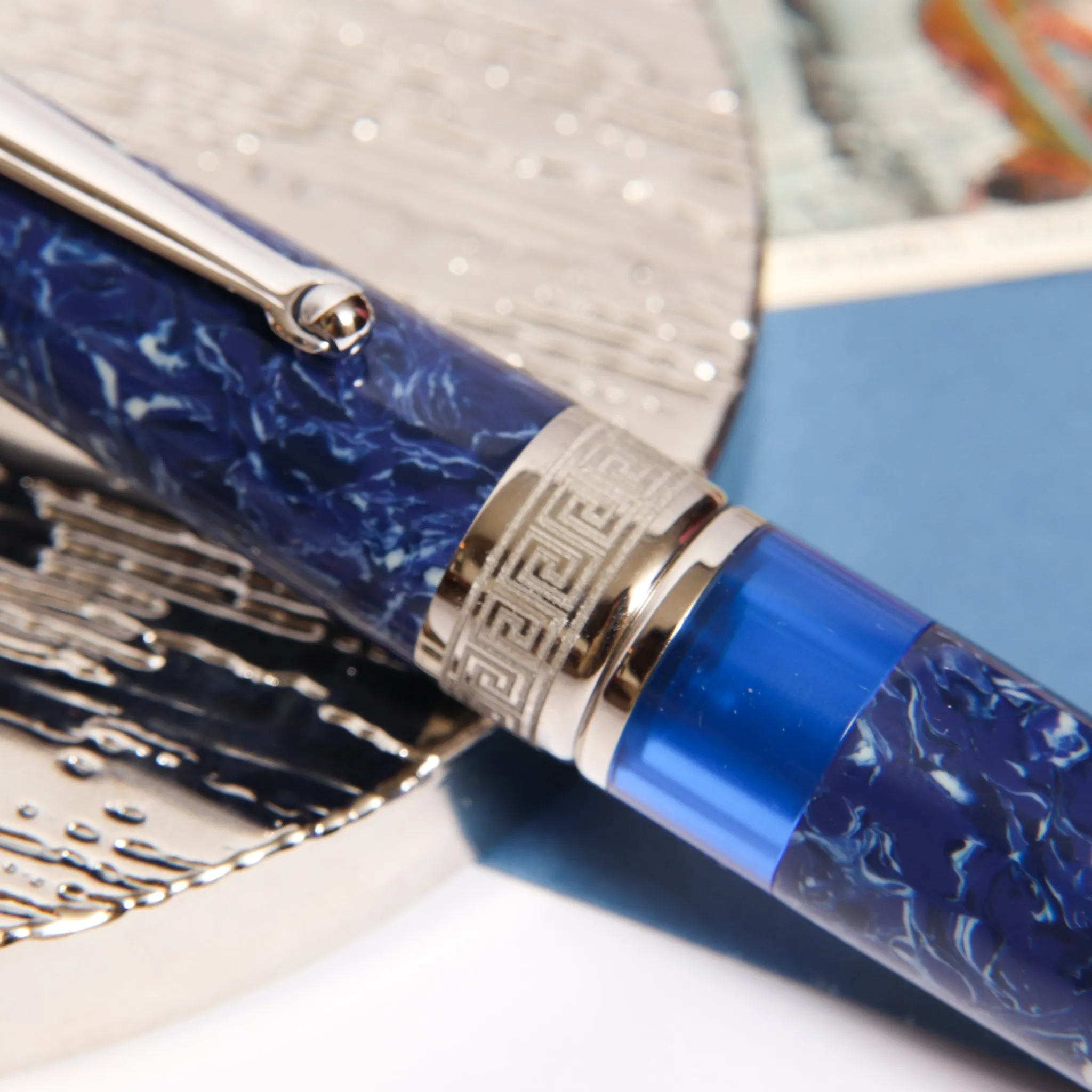 Delta Lapis Blue Celluloid Fountain Pen