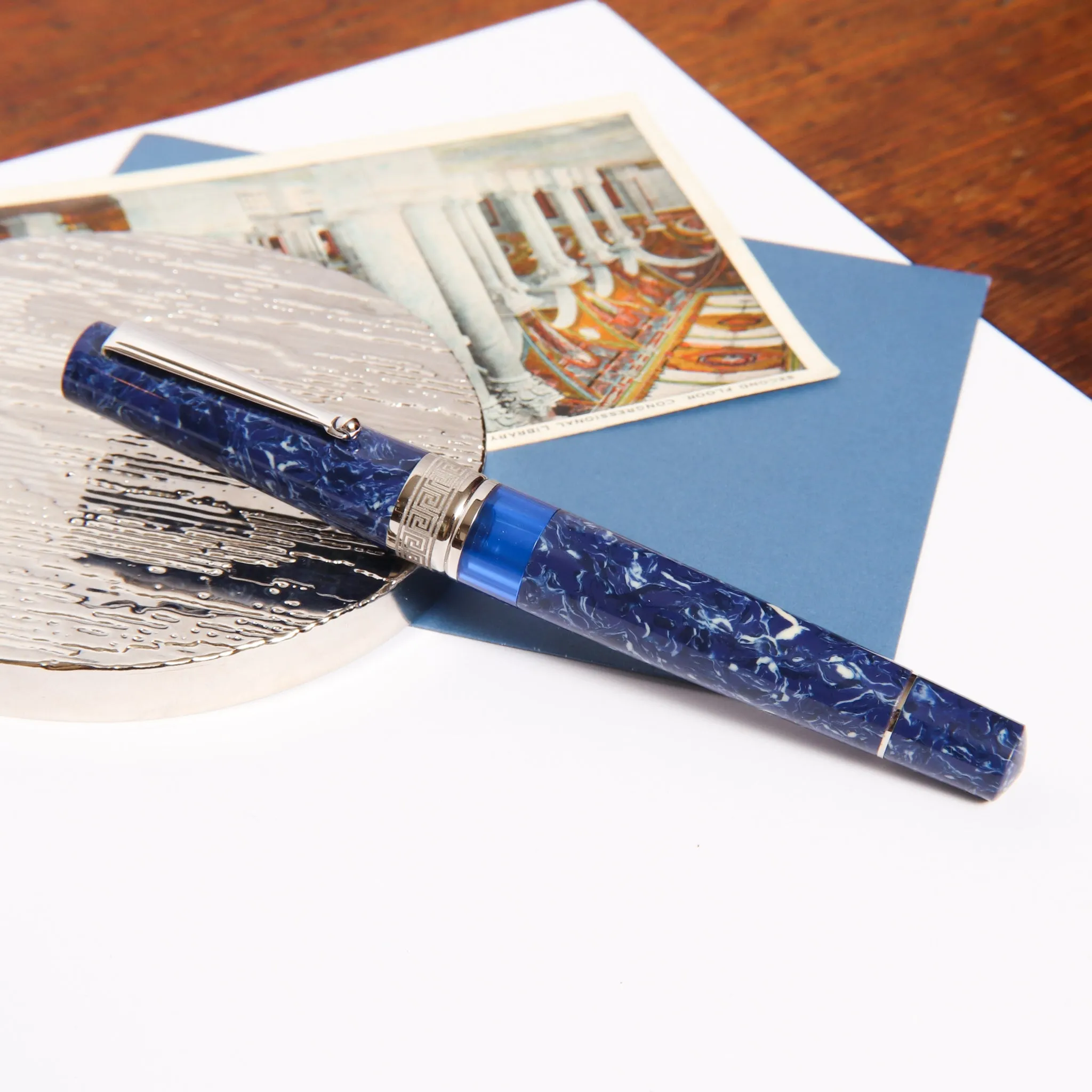 Delta Lapis Blue Celluloid Fountain Pen