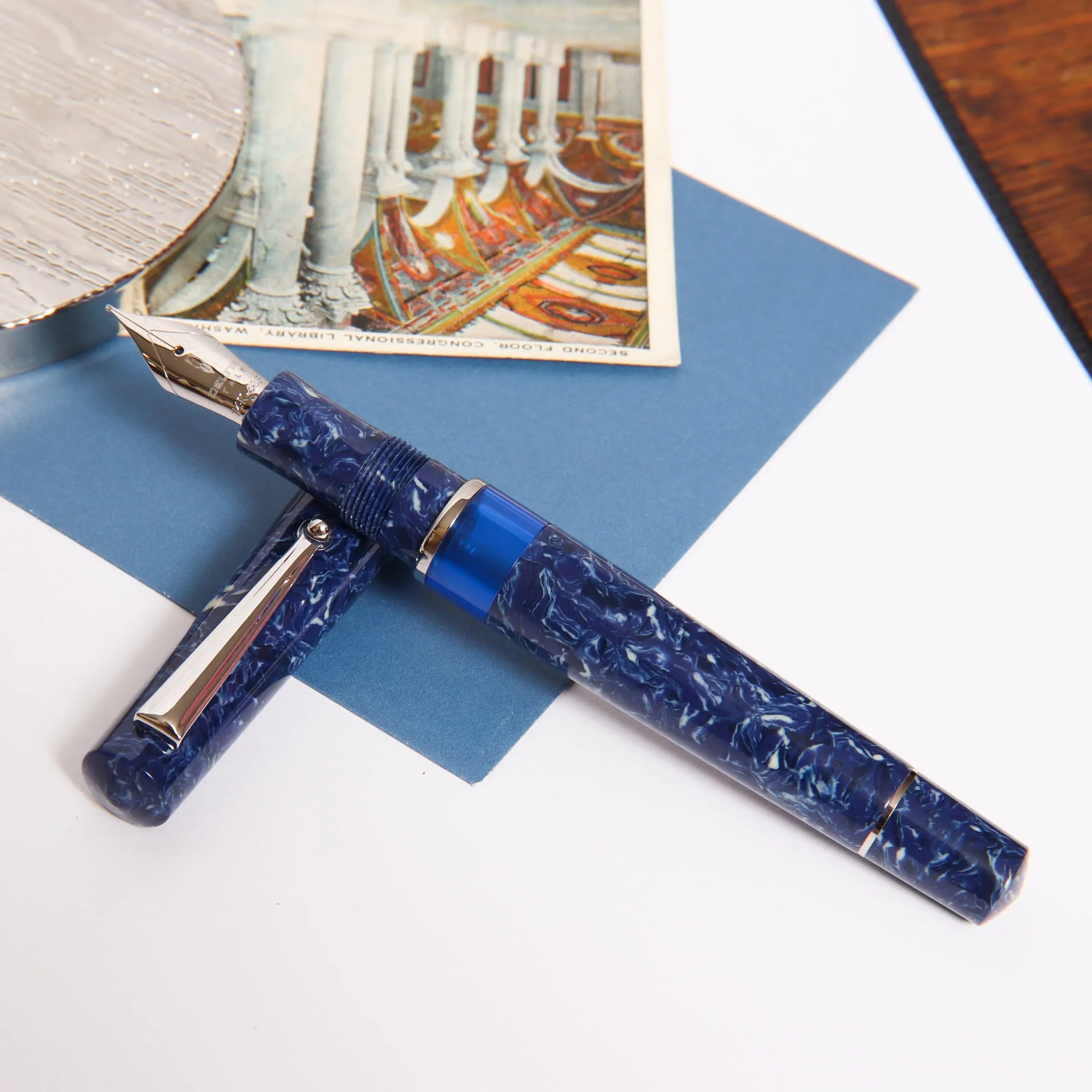 Delta Lapis Blue Celluloid Fountain Pen