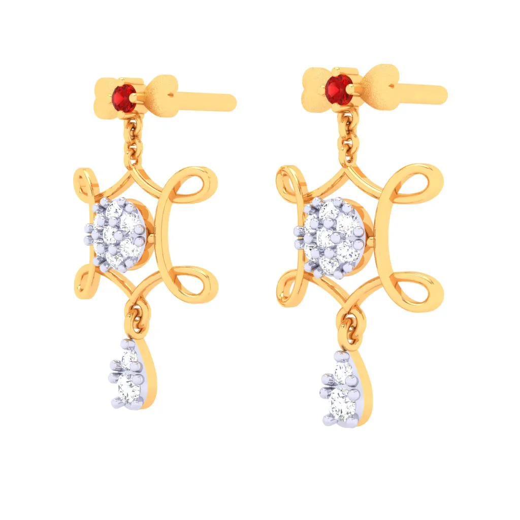 Diamond And 18k Gold Earrings Dangler Earrings