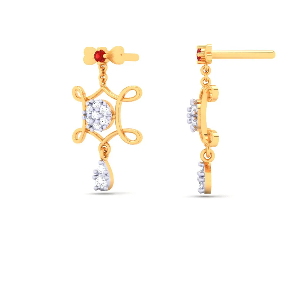 Diamond And 18k Gold Earrings Dangler Earrings