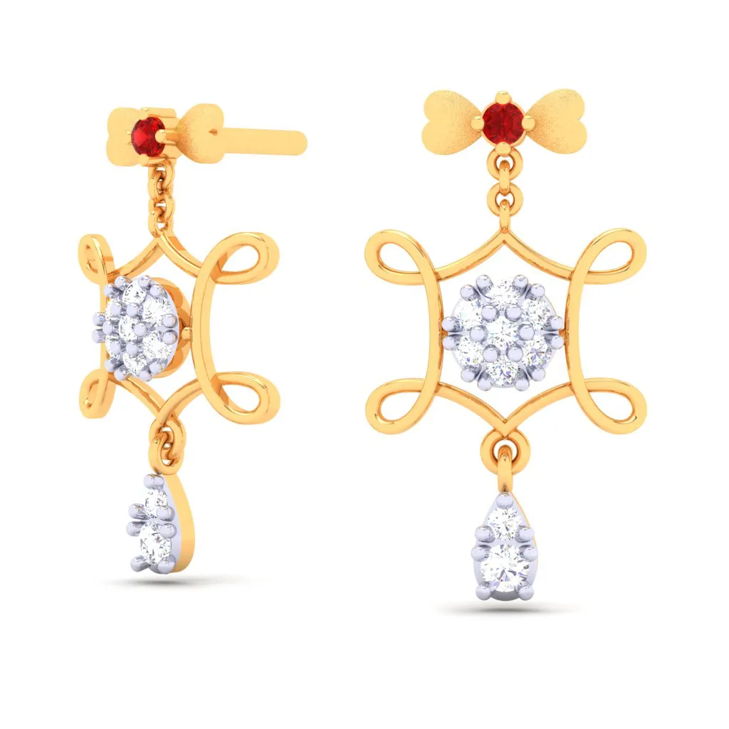 Diamond And 18k Gold Earrings Dangler Earrings