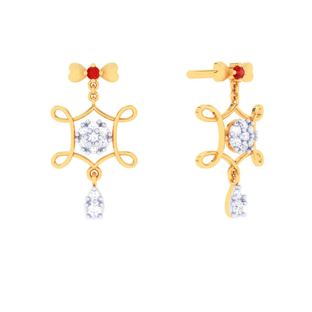 Diamond And 18k Gold Earrings Dangler Earrings