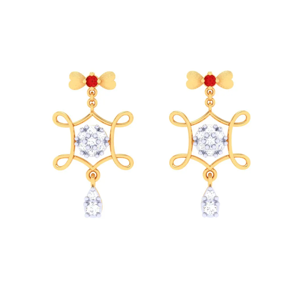 Diamond And 18k Gold Earrings Dangler Earrings