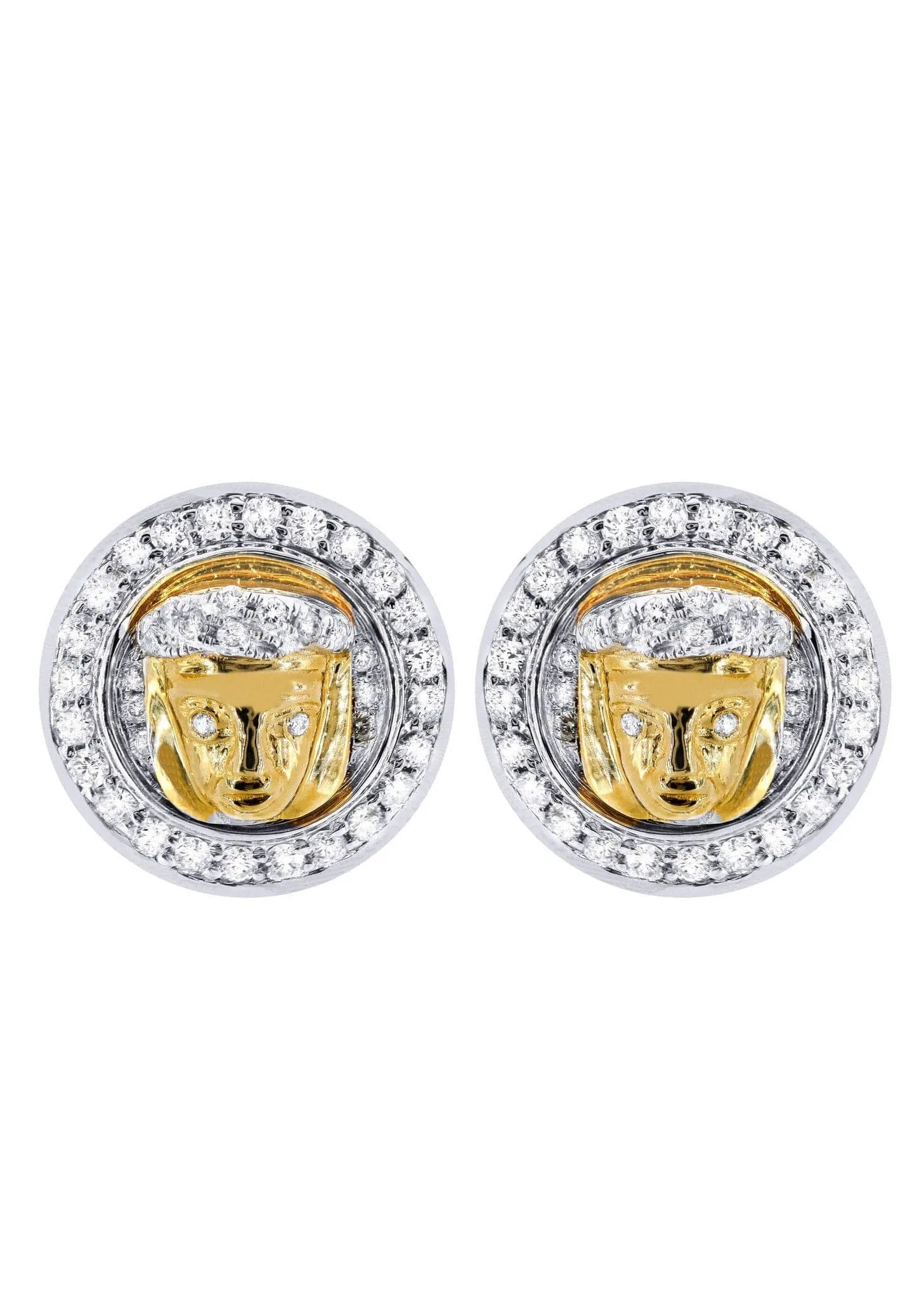 Diamond Earrings For Men |  14K Yellow Gold  | 0.84 Carats