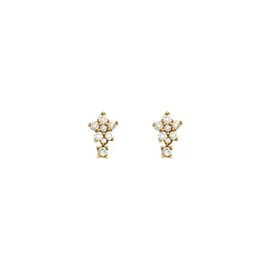 Diamond Flower Dangle Stud Earrings