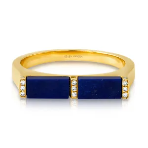 DIAMOND LAPIS RING, 14KT GOLD