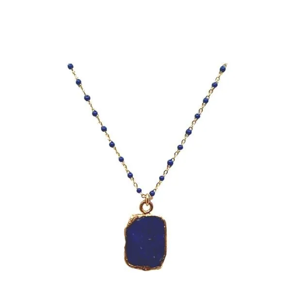 Electroform Pendant on Gold Vermeil or Plated Beaded Chain: Lapis (_NG778DZLP)