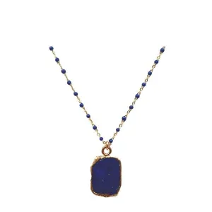 Electroform Pendant on Gold Vermeil or Plated Beaded Chain: Lapis (_NG778DZLP)