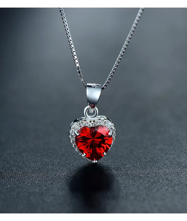 Elegant Heart-shaped Zircon Sterling Silver Necklace