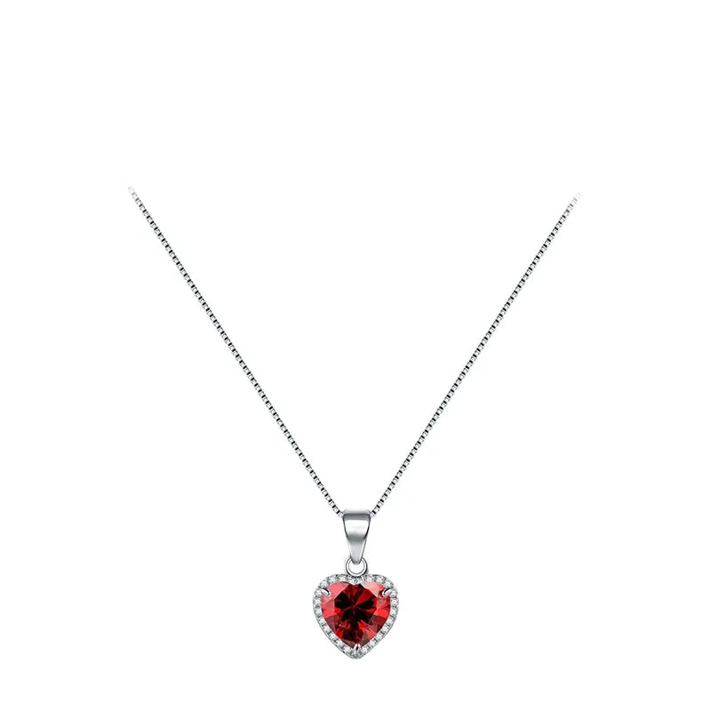 Elegant Heart-shaped Zircon Sterling Silver Necklace