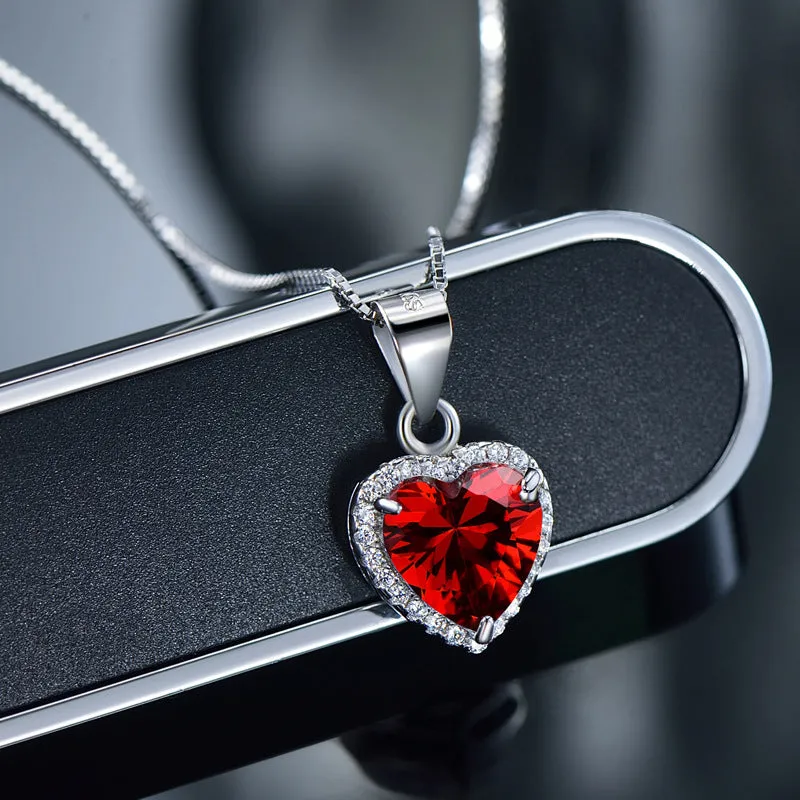 Elegant Heart-shaped Zircon Sterling Silver Necklace