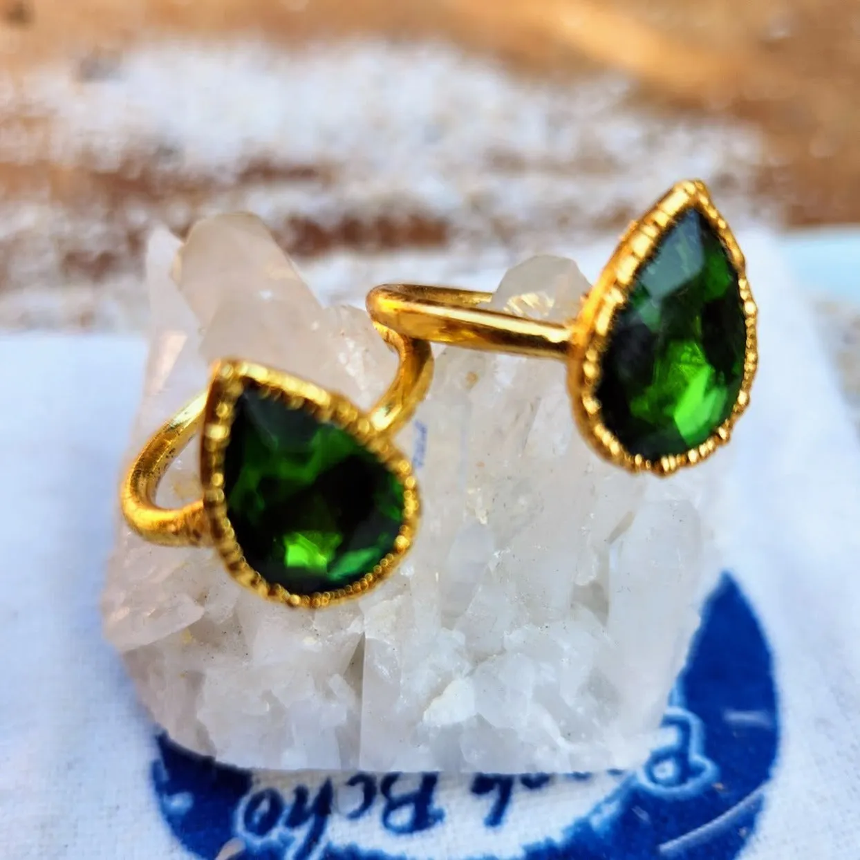 EMERALD HUES - HANDMADE ELECTROPLATED GOLD / COPPER RING