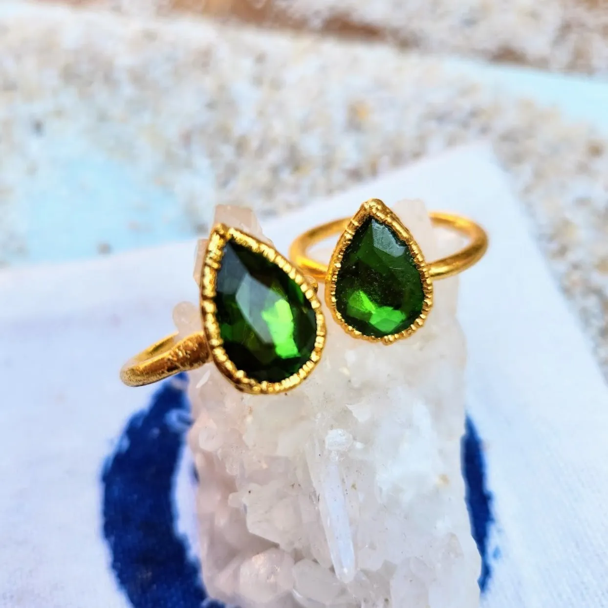 EMERALD HUES - HANDMADE ELECTROPLATED GOLD / COPPER RING