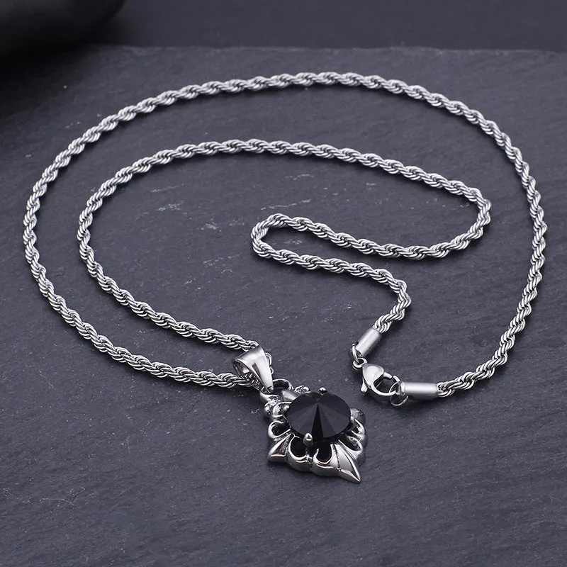 European Retro Zircon Cross Flower Pendant Sweater Chain - Wholesale Titanium Steel Jewelry