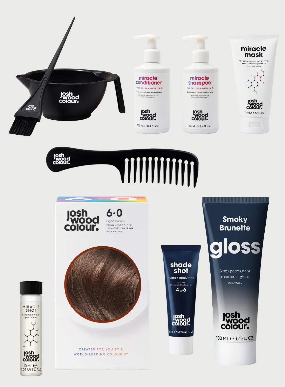 Expert Kit - 6.0 Perm kit, Miracle Shot, Smoky Shade Shot, Smoky Brunette Gloss x 1, Bowl & Brush, Miracle Mask, Comb, Shampoo, Conditioner