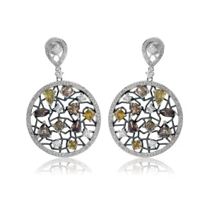 Fancy Color Diamond Circle Dangle Earrings