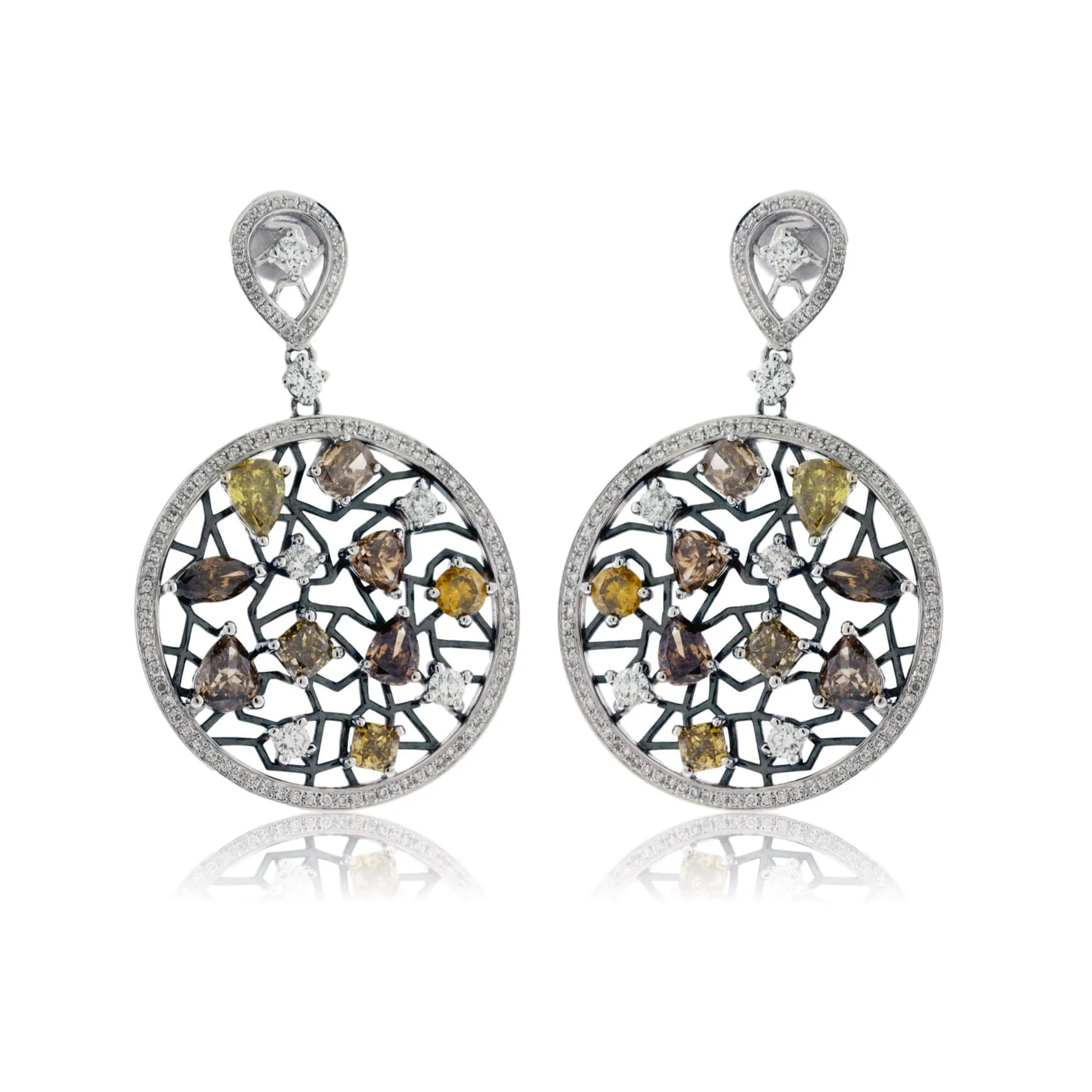 Fancy Color Diamond Circle Dangle Earrings