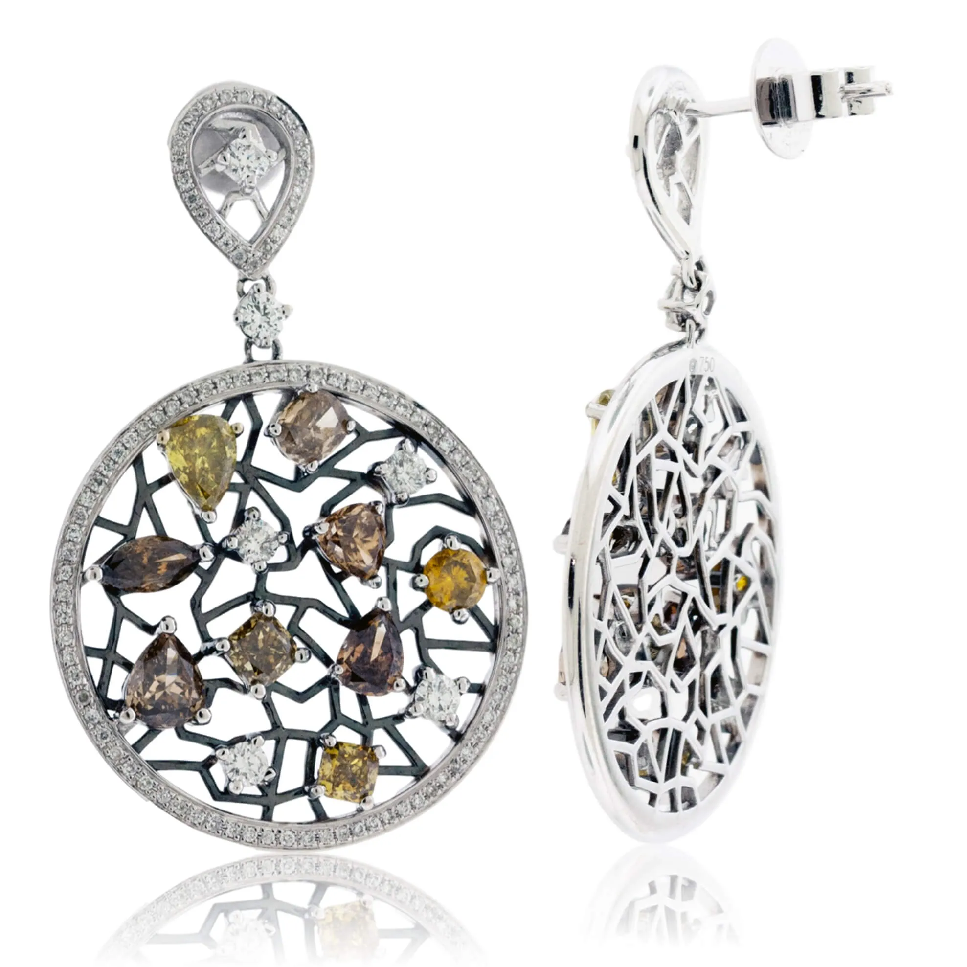 Fancy Color Diamond Circle Dangle Earrings