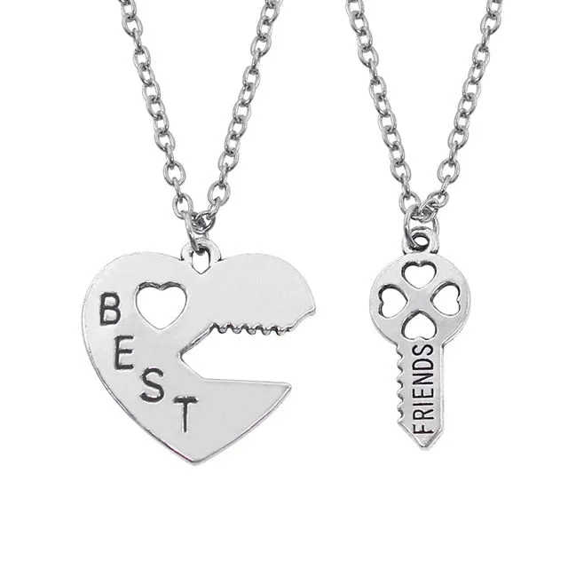 Fashion Best Friends Honey Love Couple Pendant Necklace2 Pcs/ Set  Rainbow Broken Heart Choker Gift Friendship Jewelry Wholesale