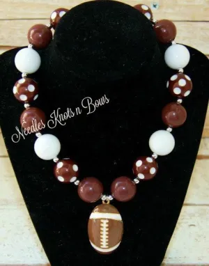 Football Necklace, Football Chunky Bead Bubblegum Necklace