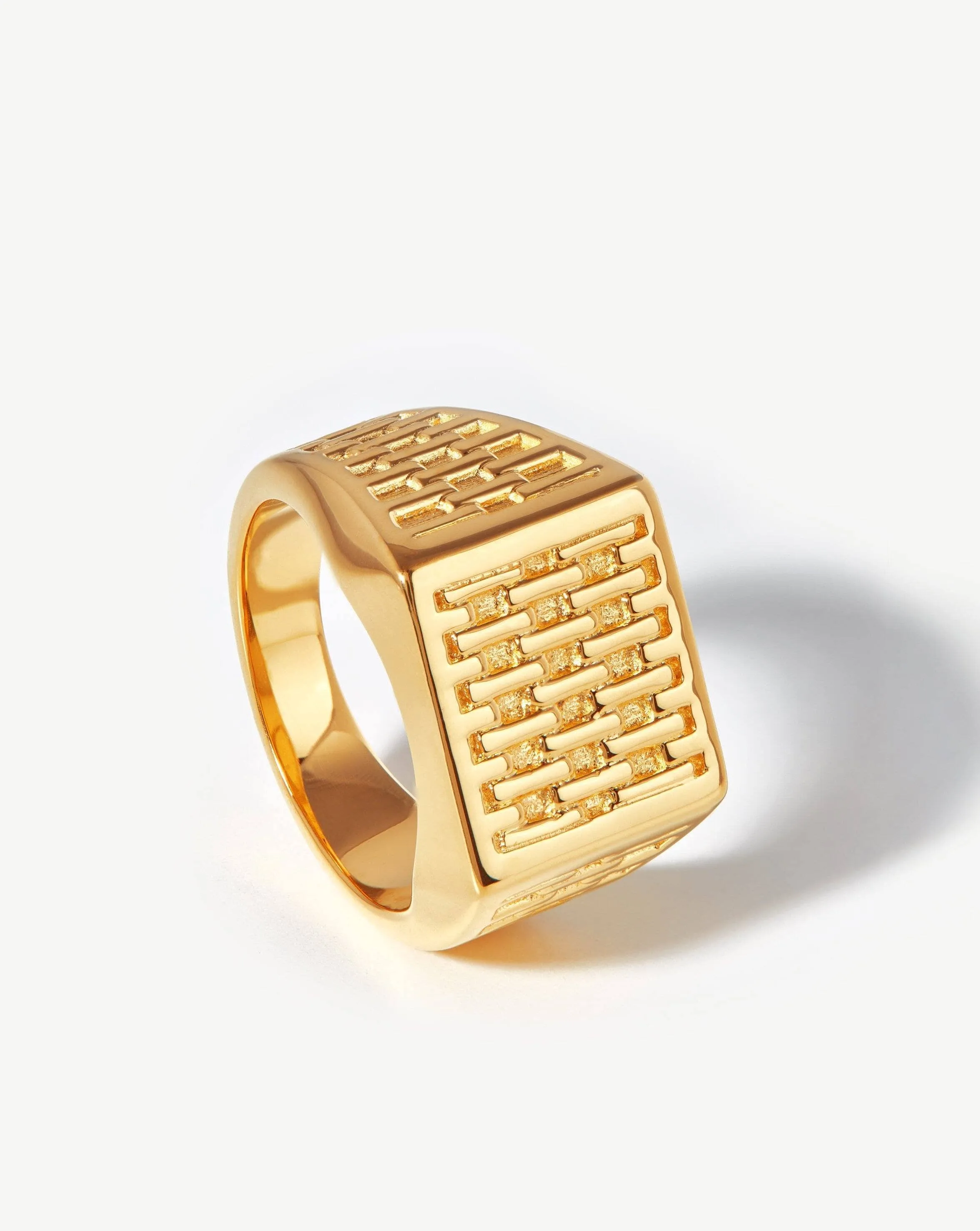 Fused Woven Square Signet Ring | 18ct Gold Vermeil