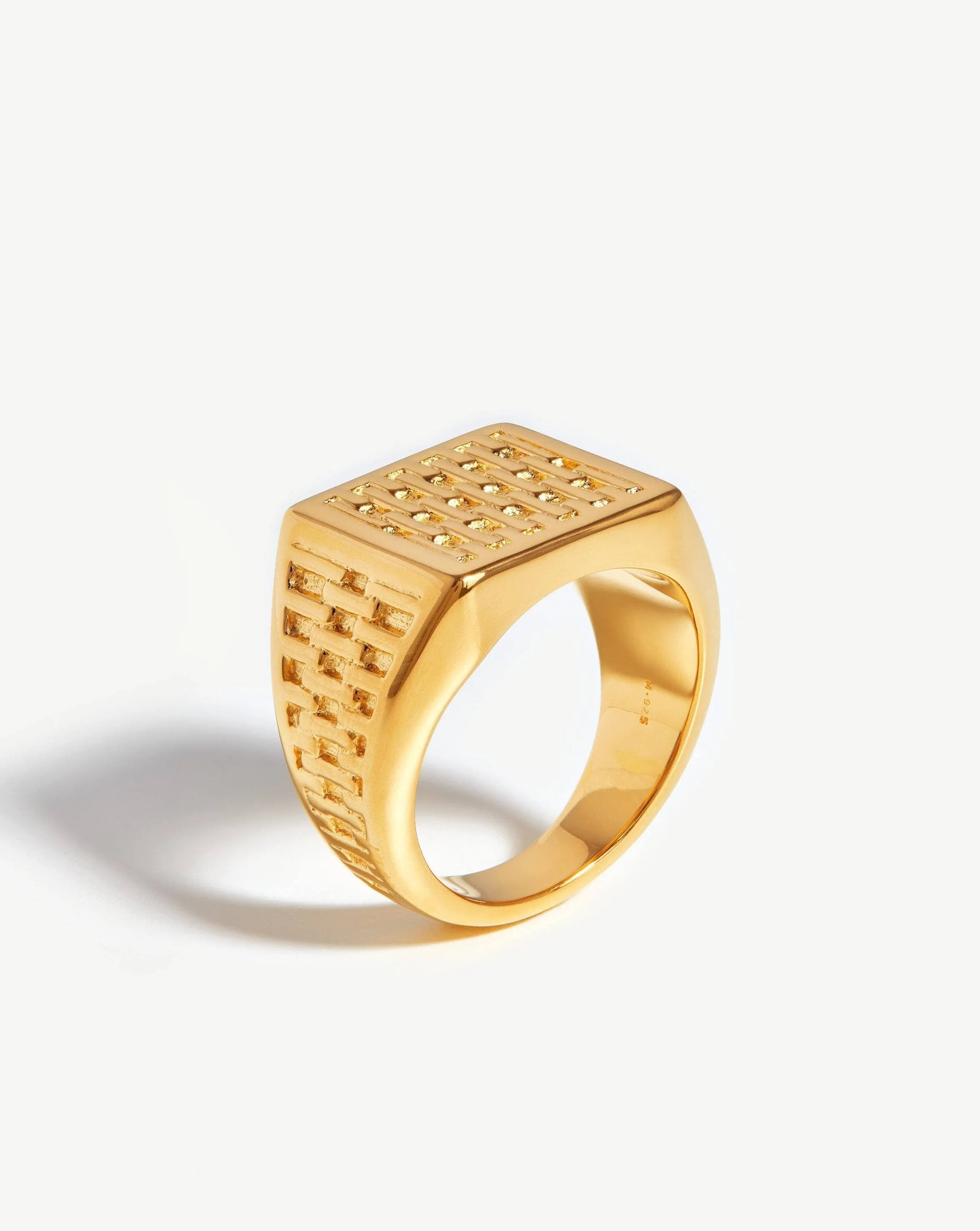 Fused Woven Square Signet Ring | 18ct Gold Vermeil