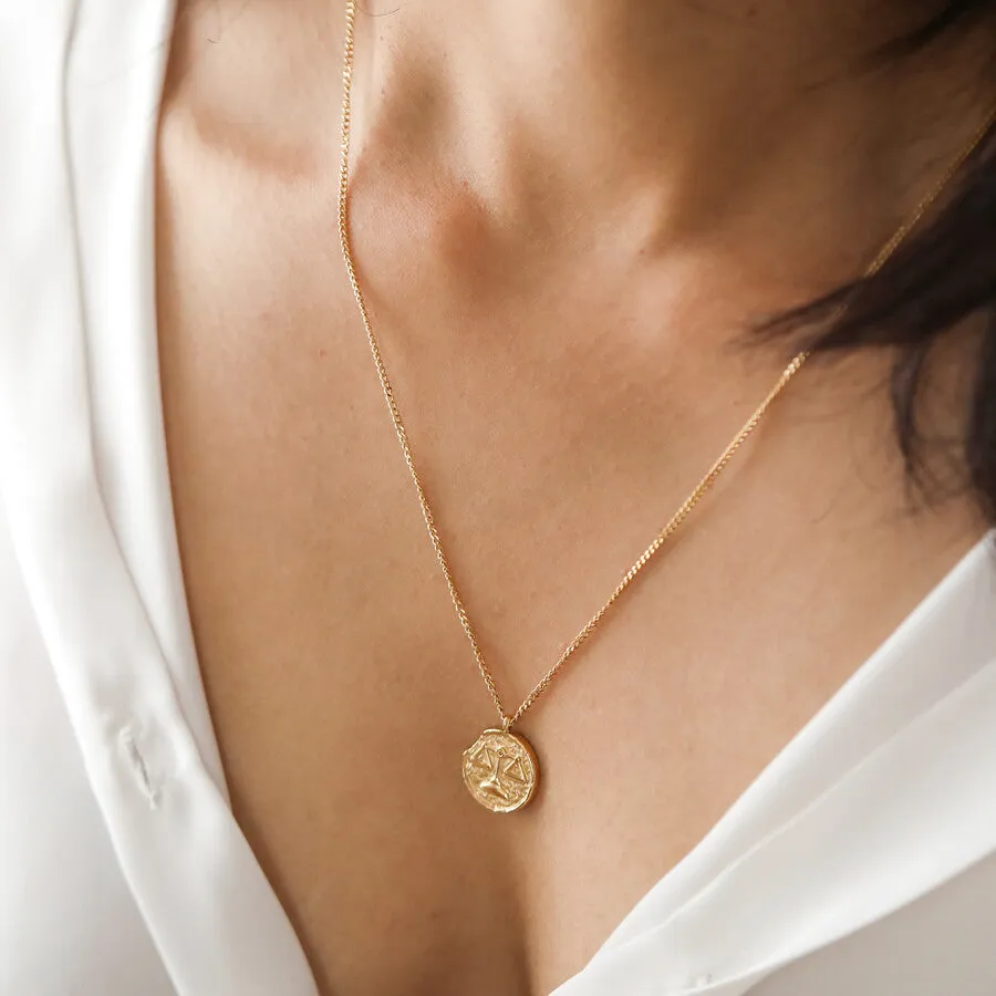 Gold Libra Zodiac Pendant Necklace